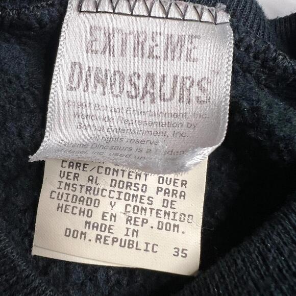 Vintage 1997 Extreme Dinosaurs Cartoon Sweatshirt Retro 90s Crewneck Black - Picture 7 of 10